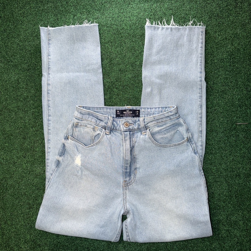 Hollister 90's High Rise Distressed Light Wash Jeans Women's Size‎ 26x31 G2